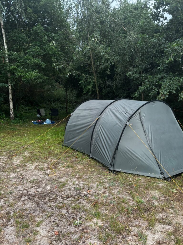 Our tent set up at Hesteskoen camping area in Aalborg